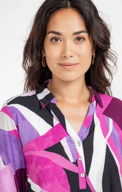 Chemisiers<Armand Thiery TUNIQUE IMPRIME COLORE COL CHEMISE - Aubergine