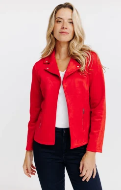 Vestes<Armand Thiery Veste perfecto en suédine non doublée - Rouge